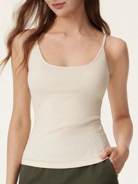 OGL | Plantive® Scoop Neck Spaghetti Strap New Airy Bra Tank Top Gardenia Cream